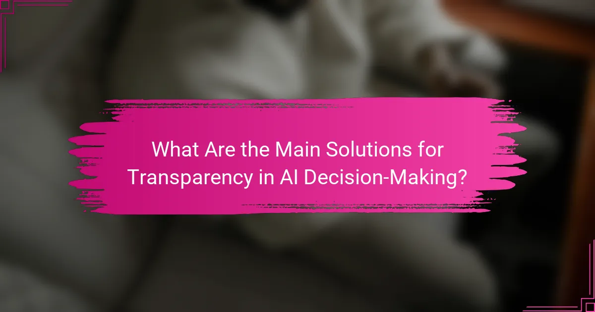 What Are the Main Solutions for Transparency in AI Decision-Making?